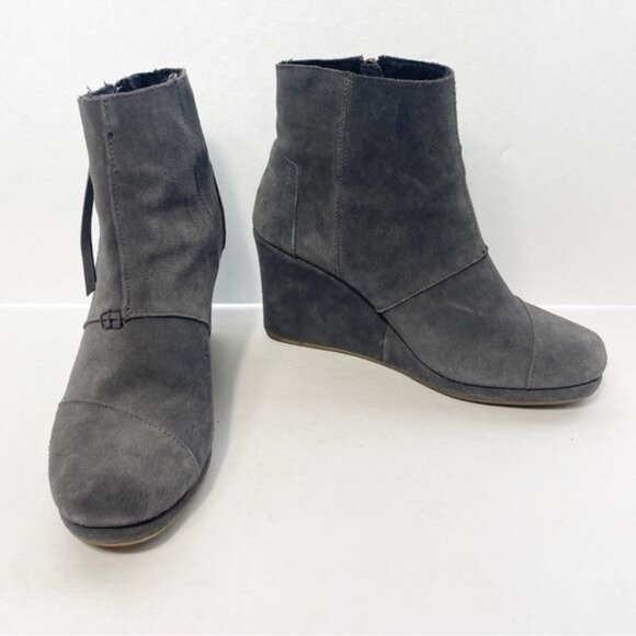 Toms Desert Wedge High Dark Suede Boots Size 8 - Picture 6 of 11
